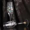 Verres à vin 2 pièces d'emballage couleurs de mariage en diamant en verre cadeau de fête de fête de groupe de couple