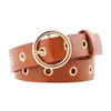 Belts Women Vintage Faux Leather Buckle Belt Solid Color Pin Metal Girls Dress Jean Pants Waistband For Lady