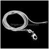 Chains 925 Stamped Snake 1Mm Sterling Sier Jewelry Men Women Fashion Lobster Clasp Necklace Accessories Fit For Pendant 18 20 22 24 Dr Dhbqx