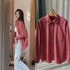 Blouses pour femmes 2024 Chemise de choux rose pêche au printemps à manches longues en coton