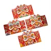 Enveloppe-cadeau 12pcs 2024 Spring Festival National Tide Red Enveloppe Lion Dance Year's Bag Chinese