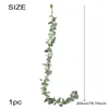装飾的な花1PC 6.2フィート人工ユーカリの花輪フェイクレフバインズハンドメイドグリーンウェディングバックドロップアーチウォール