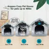 Dog House Indoor, Inside Dog House with Removable Cushion, Enclosed Warm Cat Dog Bed House for Small Dogs and Cats,Gray