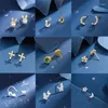 Boucles d'oreilles étalon rond mini pour femmes esthétique de luxe esthétique Zircon Géométrique Valentin Jewelry 2024 Fashion Pin d'oreille en gros