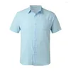 Camicie casual da uomo Shirt a maniche corte Schermo abbottonato con design a strisce a strisce a strisce per il torace per formale