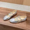 Designer Shoe Ballet Flat Dress Shoes Luxury Sexy Trainer Buckle The Metal Sheet Casual Canvas Shoes Ballerina Walk Outdoor Shoes Loafer Lady Gift