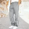 Men's Pants Men Casual Loose Fit Side Stripe Sport With Drawstring Waist For Gym Training Jogging Soft Breathable Solid