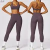 2PCS Fitness Set Femmes Breffable Gym Yoga Sports Sports Sports Bra Top High Taist Leggings Suit Purple Workout Tracksuit 240402