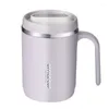 Becher Kaffeetasse Lazy Automatische Rührtasse 304 Edelstahl -Rotationsmilch mit Plastikdeckel und Griff