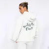 Les survêtements sets deux ensembles en 2 pièces pour femmes à capuche Foxx White Foxx Foxs Fashion Sports Tracks Tracks Sporty Long Maneves Pullover Sweetwear Sportwear Sportwear SweetShirts