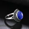 Anelli a grappolo S925 Sterling Silver Natural Lapis Ametista gemma Ametista per le donne Anniversario Regalo di gioielli