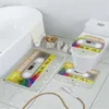 Badmatten HX Fashion Toilet Cover Set VCR 3D Gedrukte mat Flanellen Deur Tapijten Drie-delige pak U-vormig tapijtdooier