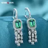 Orecchini vintage di lusso 100% 925 sterling argento da 6*8 mm Emerald ad alto diamante in carbonio Orecchini a clip per donne per matrimoni Gift di gioielleria