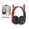 Hörlurar hörlurar djävul trådlösa hörlurar med mic för barn barn söt stereo basmusik fm bluetooth headset gamer support tf dhaj8