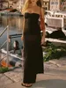 Lässige Kleider 2024 Mode Frauen Sommer langer Abendkleid Ärmel von Schulter High Split Tube Top