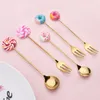 Вик мини -детская мультфильма Spoon Fork Donut Coffee Dessert Tea Ice Cream Tool Tool Кухонный посуду