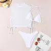 Swimwear Women 2024 Bikinis haut de coude Femmes Sweet Swimsuit Blanc Crop Top Halter Bikini Set 3 Pack Bather Batin Suit Swim Lady