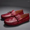 Casual Shoes Męska wysoka wysokiej jakości Krokodyl Wzór oryginalne skórzane mokasyny miękki poślizg podeszwy na samochodach wypoczynek