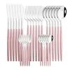 Set di stoviglie 6 set 6set/30pcs in argento rosa set in acciaio inossidabile coltello da forcella ckae cucchiaio per posate per posate goccia