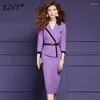 Vestidos casuais zjyt elegante escritório lady lápis vestido feminino designer de primavera festa formal mais tamanho roupas femininas 2024 moda