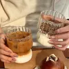 Vinglas 2st Transparent kaffekopp Dricka cocktail Vertikal rand värmebeständig glassmjölksaftkoppar Drinkware