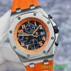 Orologio da polso del marchio AP Royal Oak Offshore Serie 26170st Vulcano Orange Face Cronometro Orologio da uomo meccanico automatico