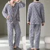 Home Clothing Men Loungewear Set Warm Pajama Men's Winter Plush Coat Coral Fleece Pants For Cozy Homewear