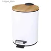 Waste Bins 3/5L Wooden Flip Step Trash Can Garbage Rubbish Bin Waste Container Organizer Bathroom Kitchen Living Room Office Decoration L46