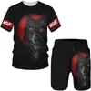 Summer Men Tracksuit Wolf 3D Gedrukte Short Sleeve Sportwear Fashion Outfit T -shirt shorts 2 -delige casual pak oversized mannelijke set 240325