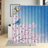 Shower Curtains Pink Cherry Blossom Curtain Flower Butterfly Bathroom Home Decor Plum Floral Hooks Polyester Fabric Sets