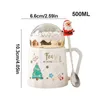 Tassen Weihnachten mit Deckel Neuheit Kaffeetasse süße Mini -Landschaftsdesign für Frauen und Männer