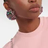 Boucles d'oreilles Round Crystal Ear Clip sans pierre bijoux de Noël cadeau de Noël coloré pour femmes