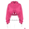 Sweats à capuche féminin Sweatshirts pour femmes Rose Red Sweat-shirt Plèverse élastique STRAP AUTOMNE HIVER POUR FEMMES STREETWEAR CLUB Y2K TOP DHOK9