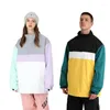 Skijacken Patchwork Farb Ski Anzug Mantel Lose Hoodie Frauen Männer wasserdichte winddichte Snowboard im Freien Mode Winterpullover Jacke