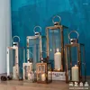 Candle Holders Light Lantern Holder Metal Rose Gold Tall Floor Iron Outdoor Glass Wedding Stainless Steel Home Decor