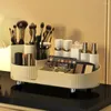Cajas de almacenamiento Organizador de maquillaje dividido Caja de escritorio giratoria de 360 grados para la organización de papelería cosmética Oficina en el hogar Multi