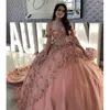 スパークQuinceanera Dresses Glitter Lace Appliques Flower Vestidos de 15 Quinceanera Ball Gown Off Shoulder Birthday Party Gown