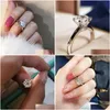 Wedding Rings Solitaire 1Ct Lab Diamond Ring 100% Real 925 Sterling Sier Jewelry Engagement Band For Women Bridal Party Gift Drop Del Dhmju