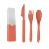 Dinnerware Sets Portable Reusable Spoon Fork Chopsticks Knife Wheat Straw Tableware Cutlery Set Travel Picnic Camping Kits