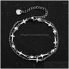 Chain Link Bracelets Fashion Korean Drip Oil Geometric Double Layer Jesus Christmas Gift Cross Bracelet Drop Delivery Jewelry Dhn5D