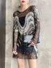 Casual Dresses Sequin Shirt Silver Top Tee Club Women Camiseta Mujer LONG Verano Sleeve Blusas Feminina Gold