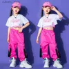 Robes de fille garçons hip hop shorts roses filles crop top cargo pant kildre