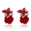 Boucles d'oreilles Stud Europe et Amérique résine vintage fleur époxy fleur exquise raminestone papillon de la mode bijoux pour femmes