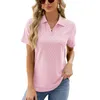 Dames t-shirts t-shirt losse top 2024 lente en zomers vaste kleur polo kraagzak korte mouw