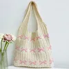 Totes Women Crochet Shoulder Bag Large Capacity Bow Pattern Tote Multifunctional Knitted Shopping Casual Commuting