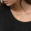 Kedjor E-Manco Fashion Crystal Pendant Halsband Kvinnors flerskiktade rostfritt stål Faux Pearl