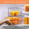 Cassetti di bottiglie di stoccaggio - Clear Stackable pull out Organizer frigorizzini bidoni contenitori alimentari per cucina congelatore VA