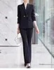 Dames tweedelige broek Casual Business Blazer en voor vrouwen formele broeksets Yellow Green Outfits Office Professional Suit 2