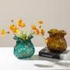 Vaser handgjorda retro spetsar lycklig väska handväska färgad glasyrvas dekoration tebord i vardagsrum konst blomma arrangemang