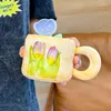 Кружки в Instagram Tulip Cup Женская керамическая кружка с высокой красотой с крышкой ложкой